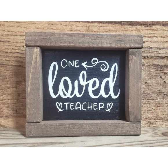 One Loved Teacher Sign Valentine Gift Decoration Tiered Tray Shelf Sign - Picture 1 of 1
